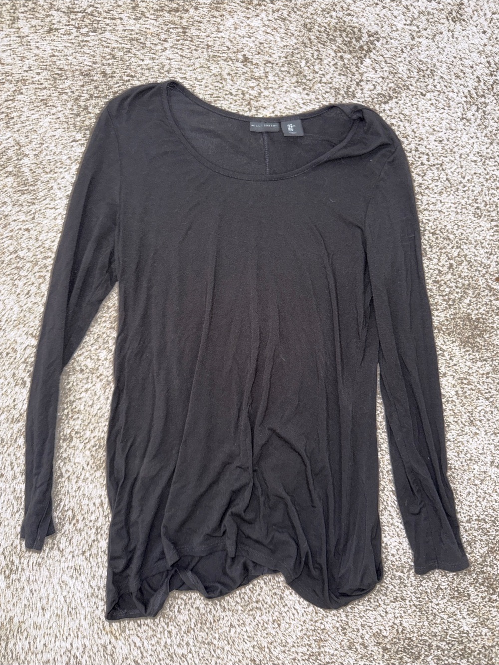Willi Smith Black Long Sleeve Scoop Neck Tee